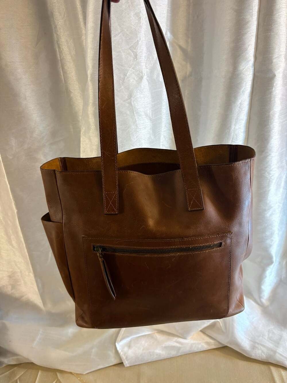 ABLE Mamuye Leather Tote Bag in Cognac